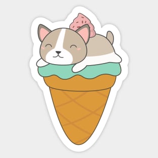 Kawaii cute ice cream dog t-shirt Sticker